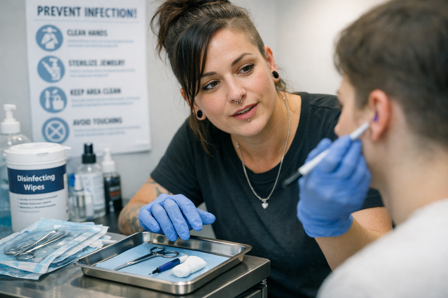 Voorbereiding op een piercing