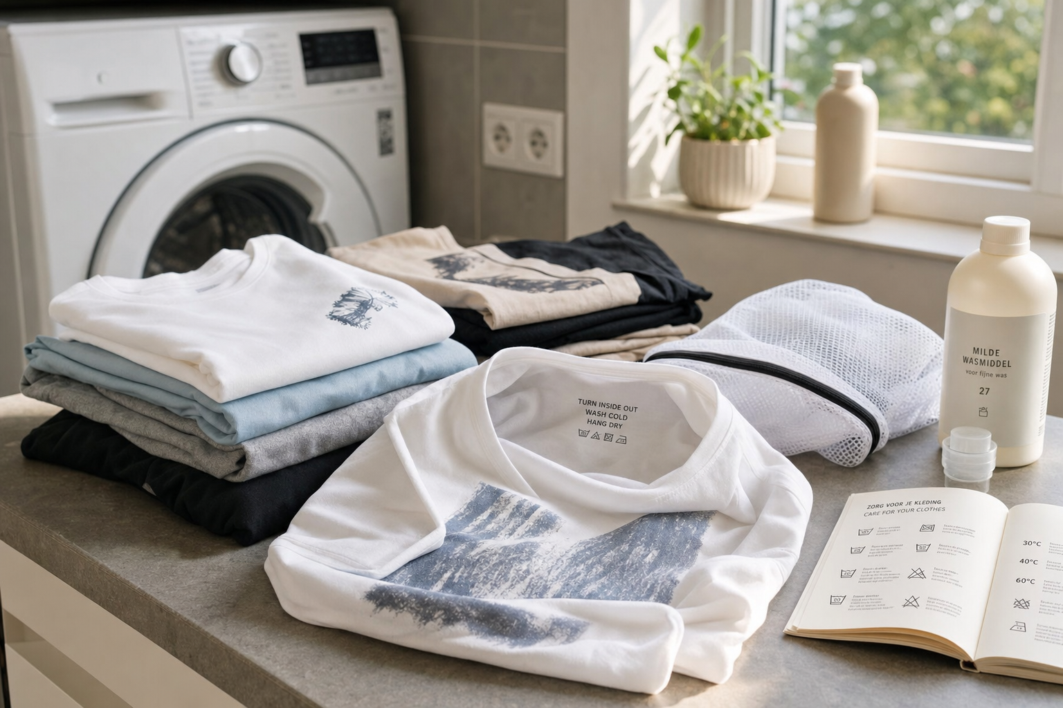 Bedrukte kleding wassen en onderhouden