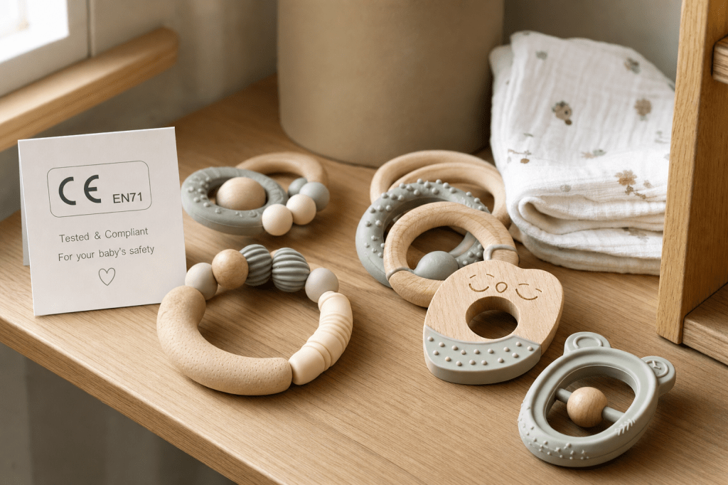 Welke materialen en keurmerken in baby speelgoed zijn het veiligst (BPA-vrij, EN71/CE) en waar moet je op letten bij bijtringen en&nbsp;rammelaars?